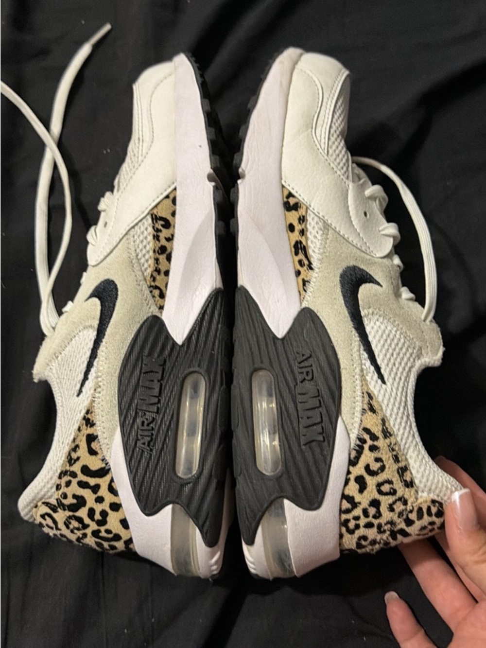 Nike Women's White Black Leopard Print Air Max Sneakers